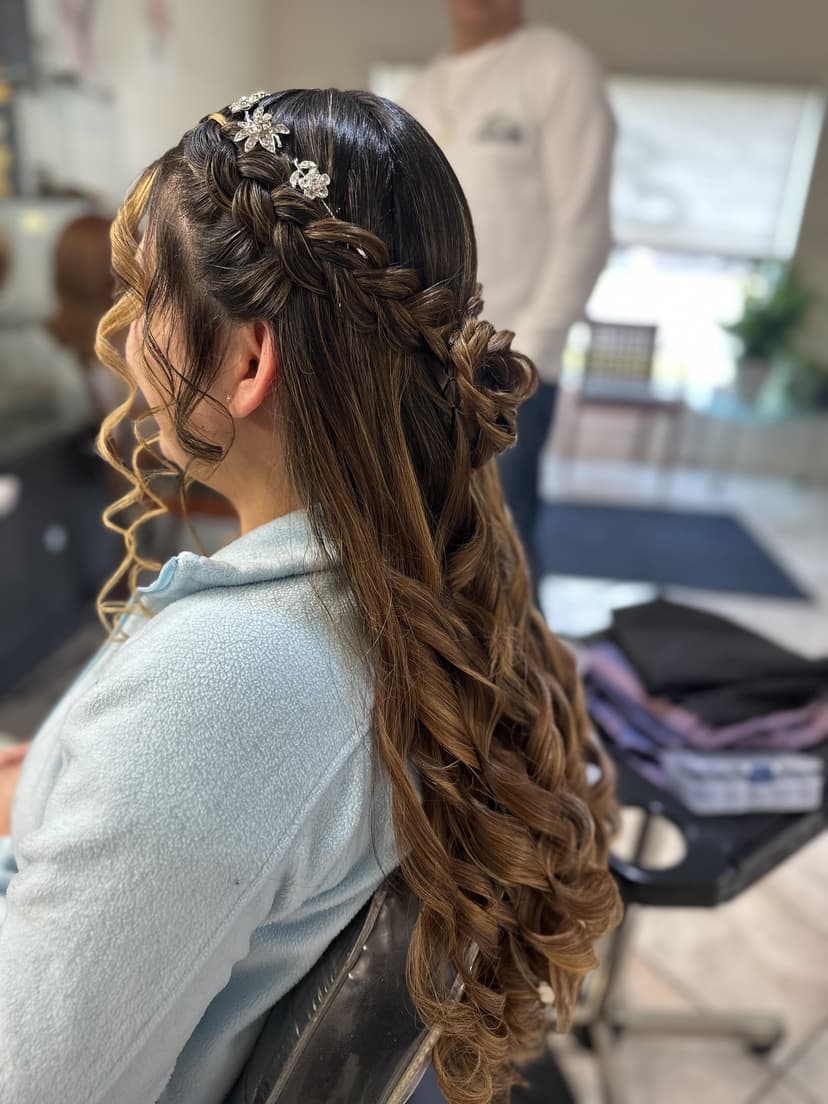 Braided half-up style